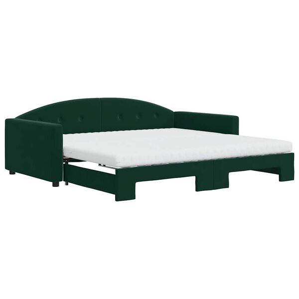 vidaXL Sof&aacute;-cama c/ gavet&atilde;o e colch&otilde;es 100x200cm veludo verde-escuro