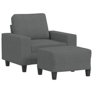 vidaXL Poltrona com apoio de p&eacute;s 60 cm tecido cinzento-escuro