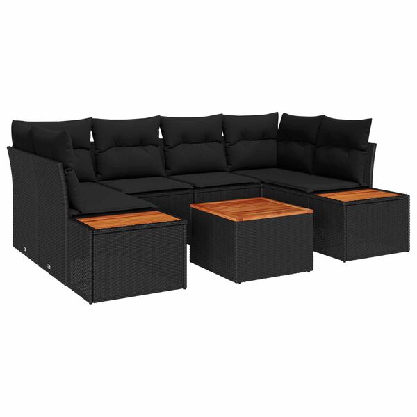 vidaXL Conjunto de Sof&aacute; de Jardim 6 pcs Preto Rattan Sint&eacute;tico