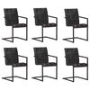 vidaXL Cadeiras de jantar cantilever 6 pcs couro genu&iacute;no preto