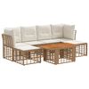 vidaXL Conjunto de Sof&aacute; de Jardim 7 unid. Natural e Branco Creme