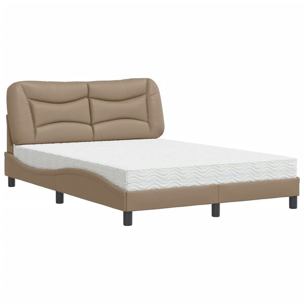 vidaXL Cama com colch&atilde;o Hvar 120x200 cm couro artificial cappuccino