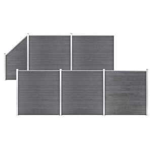 vidaXL Painel veda&ccedil;&atilde;o WPC 5 quadrados + 1 inclinado 965x186cm cinzento
