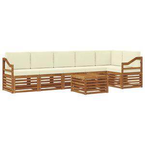vidaXL Conjunto de Sof&aacute; Sectional com almofada 7 pcs Natural e Creme