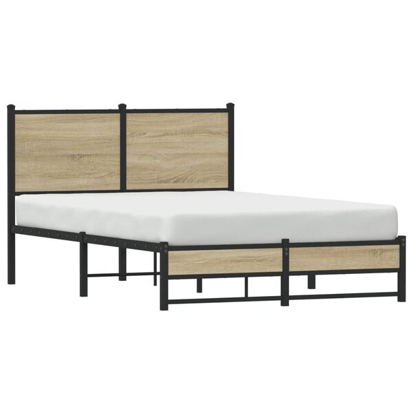 vidaXL Estrutura de cama sem colchão 120x190 cm metal carvalho sonoma