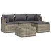 vidaXL 5 pcs conjunto lounge de jardim c/ almofad&otilde;es vime PE cinzento