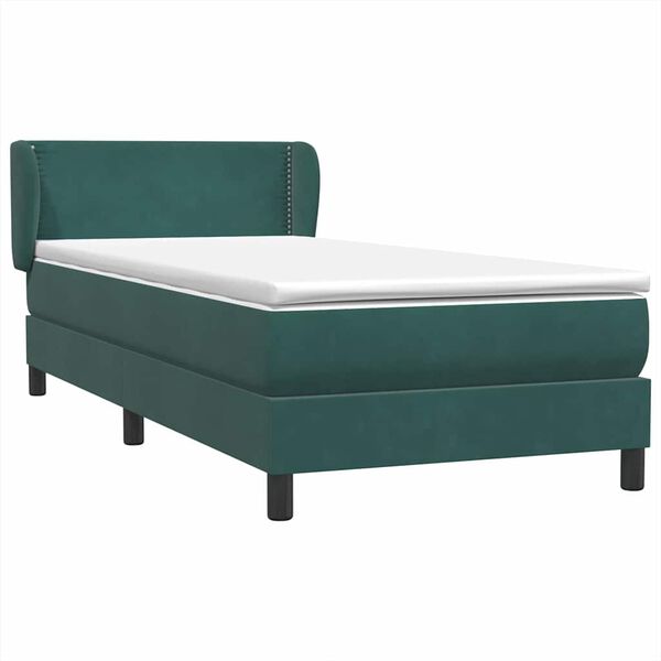 vidaXL Cama com molas/colch&atilde;o verde-escuro 80x210 cm veludo
