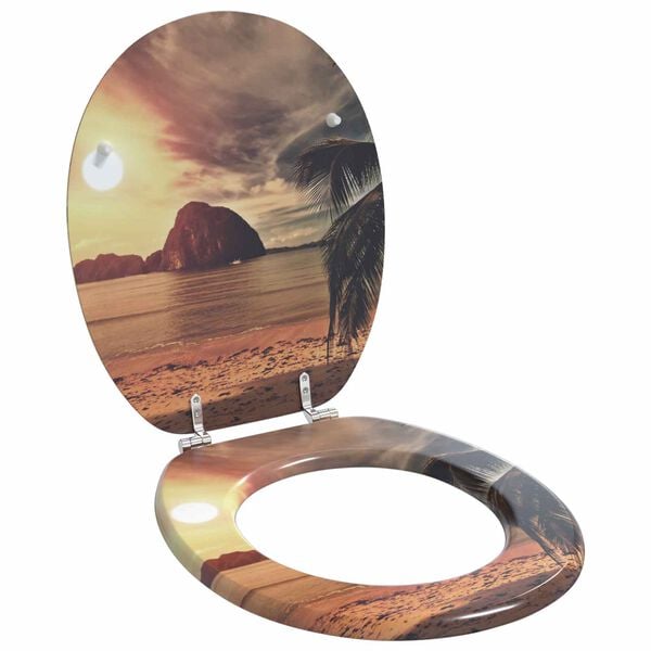 vidaXL Assento de Vaso Sanit&aacute;rio Laranja 44 x 38 cm Placa de MDF