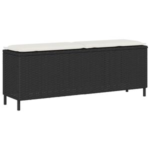 vidaXL Banco de jardim com almofad&atilde;o 110x30x40,5 cm vime PE preto