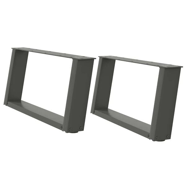 vidaXL P&eacute;s para mesa de centro em forma de U, 2 pe&ccedil;as, antracite, 70x(30-31) cm, a&ccedil;o