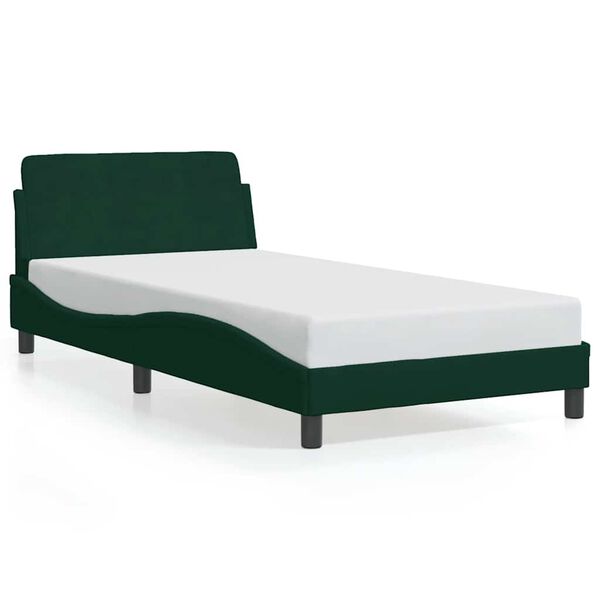 vidaXL Estrutura de cama Dover 100x200 cm veludo verde-escuro