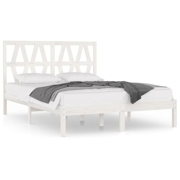 vidaXL Estrutura de cama 120x200 cm pinho maci&ccedil;o branco