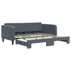 vidaXL Sof&aacute;-cama com gavet&atilde;o 90x190 cm veludo cinzento-escuro