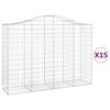 vidaXL Cestos gabi&atilde;o arqueados 15 pcs 200x50x140/160 ferro galvanizado