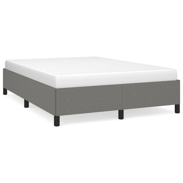vidaXL Estrutura de cama sem colch&atilde;o 140x190 cm tecido cinzento-escuro