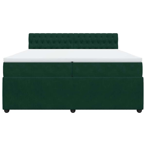 vidaXL Cama com molas/colch&atilde;o 200x200 cm veludo verde-escuro