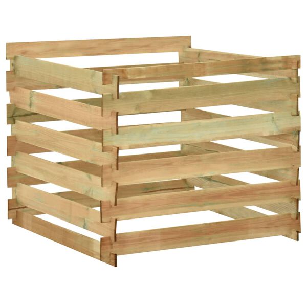 vidaXL Caixa de compostagem ripada 100x100x80 cm pinho impregnado