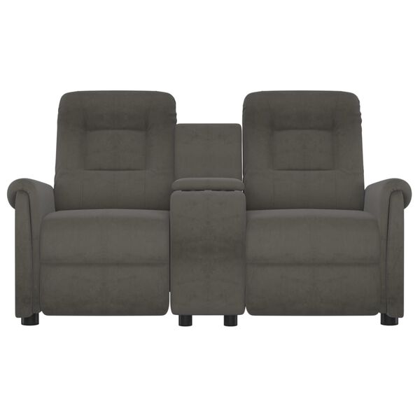 vidaXL Poltrona massagem 2 lug. reclin&aacute;vel c/suporte copo cinza-escuro