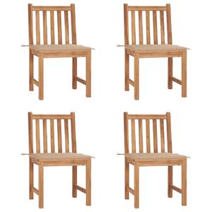 vidaXL Cadeiras de jardim c/ almofad&otilde;es 4 pcs madeira de teca maci&ccedil;a