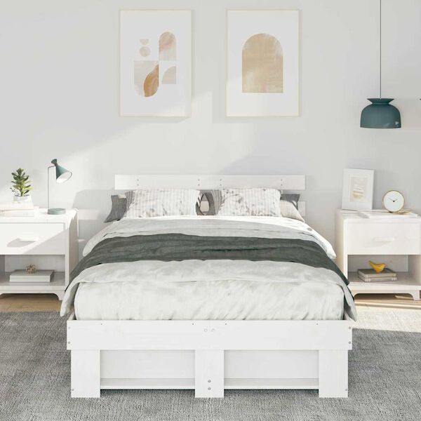vidaXL Estrutura da Cama com cabeceira Branco 120 x 190 cm