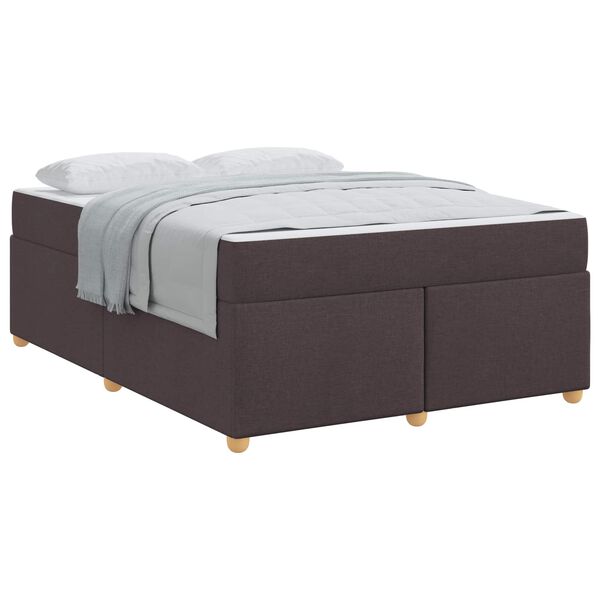 vidaXL Estrutura da Cama com colch&atilde;o Marrom Escuro 140 x 200 cm tecido