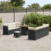 vidaXL Conjunto de Sof&aacute; de Jardim 10 pcs Preto vime PE