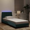 vidaXL Estrutura de cama com LED sem colch&atilde;o Hanko 90x200 cm veludo verde-escuro