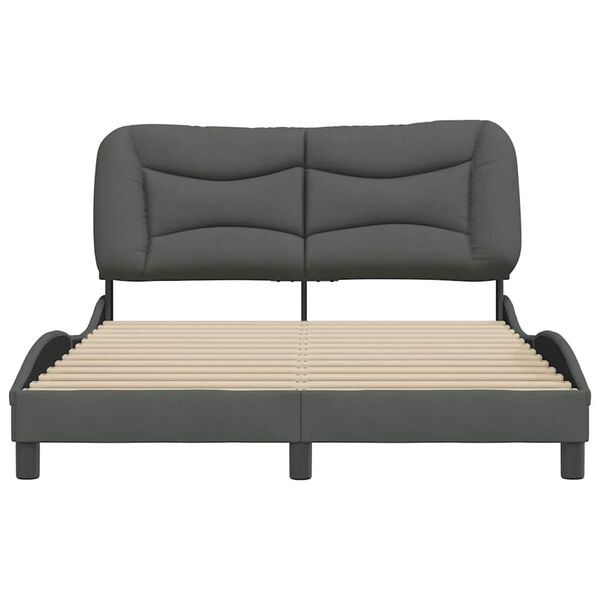 vidaXL Estrutura de cama sem colch&atilde;o Hvar 120x200 cm tecido cinzento-escuro