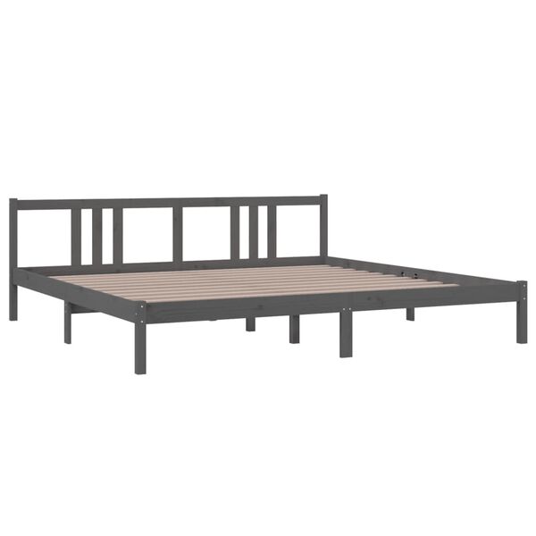 vidaXL Estrutura de cama 200x200 cm madeira maciça cinzento