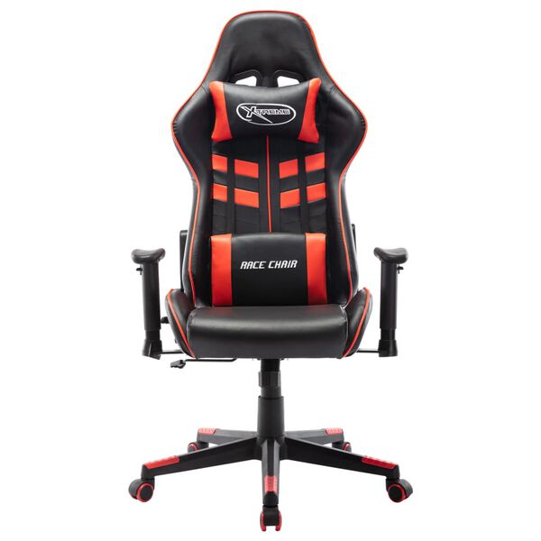 vidaXL Cadeira de gaming couro artificial preto e vermelho