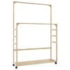 vidaXL Cabide com prateleiras e rodas 90x35x155 cm bambu