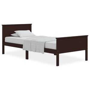 vidaXL Estrutura de cama 100x200 cm pinho maci&ccedil;o castanho-escuro