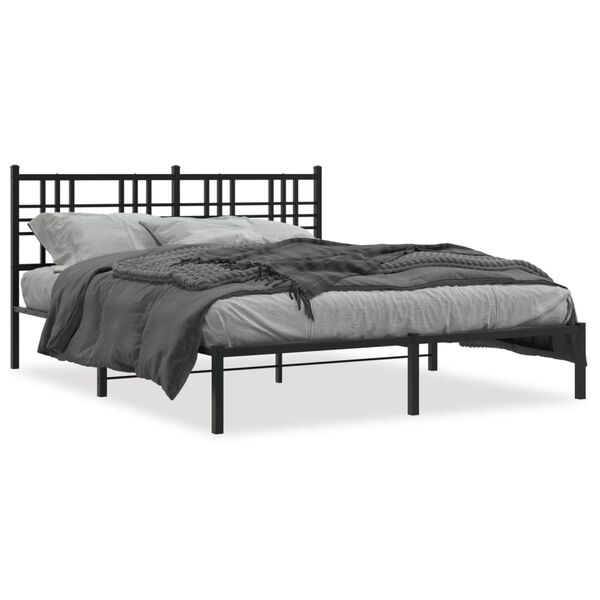 vidaXL Estrutura de cama em metal com cabeceira 150x200 cm preto