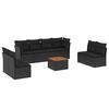 vidaXL 9 pcs conjunto de sof&aacute;s p/ jardim c/ almofad&otilde;es vime PE preto