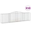 vidaXL Cestos gabi&atilde;o arqueados 10 pcs 400x50x100/120 ferro galvanizado