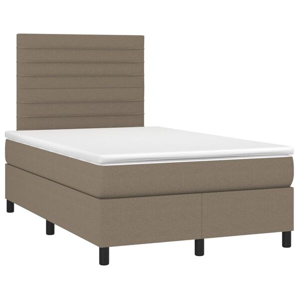 vidaXL Cama box spring colch&atilde;o/LED 120x200cm tecido cinza-acastanhado