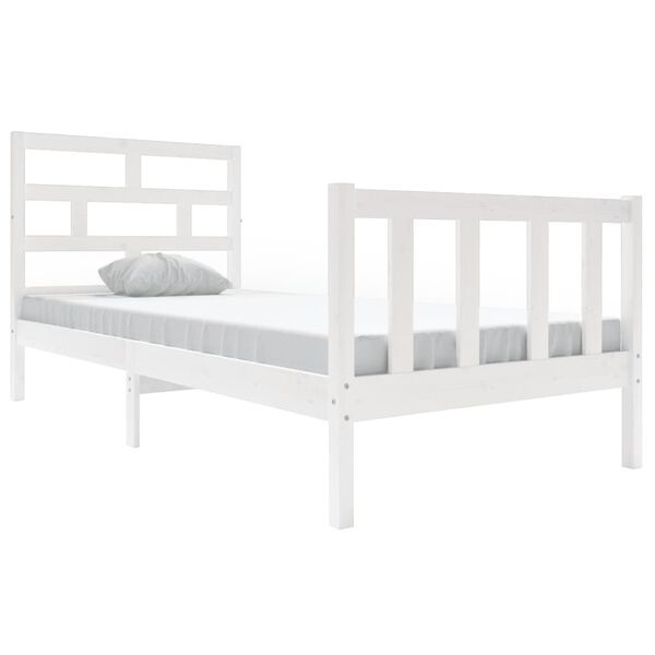 vidaXL Estrutura de cama 90x200 cm madeira de pinho maciça branco