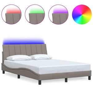 vidaXL Estrutura de cama sem colch&atilde;o Hanko 120x200 cm tecido cinza-acastanhado