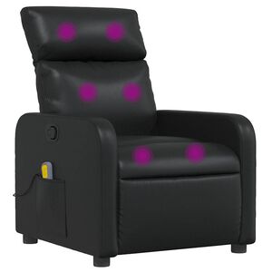 vidaXL Poltrona de massagens reclin&aacute;vel couro artificial preto