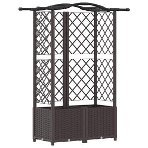 vidaXL Cama Elevada com Treli&ccedil;a e Telhado Castanho 122 x 40 x 141 cm