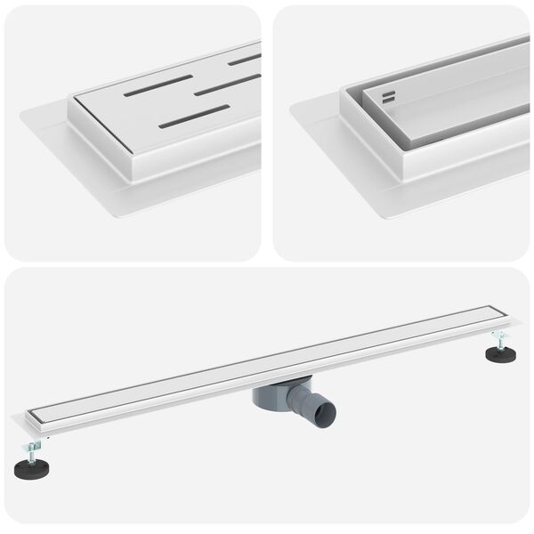 vidaXL Ralo de Chuveiro 2 em 1 com Sif&atilde;o 360&deg; Prateado 100 cm