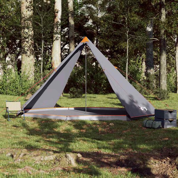 vidaXL Tenda familiar tipi para 8 pessoas impermeável cinza/laranja