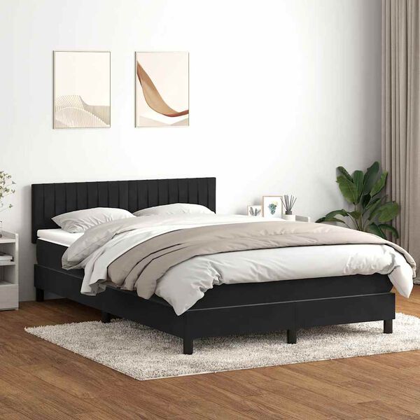 vidaXL Cama com molas/colch&atilde;o 160x210 cm veludo preto