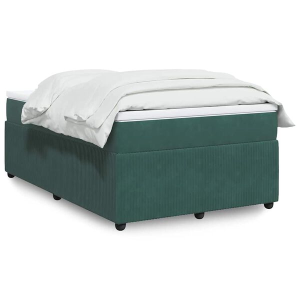 vidaXL Cama boxspring com colch&atilde;o 120x200 cm veludo verde-escuro