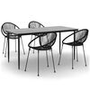 vidaXL Conjunto de jantar para jardim 5 pcs vime PVC preto