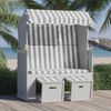 vidaXL Strandkorb com toldo vime PE e madeira maci&ccedil;a cinzento e branco