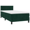 vidaXL Cama com molas/colch&atilde;o 90x190 cm veludo verde-escuro