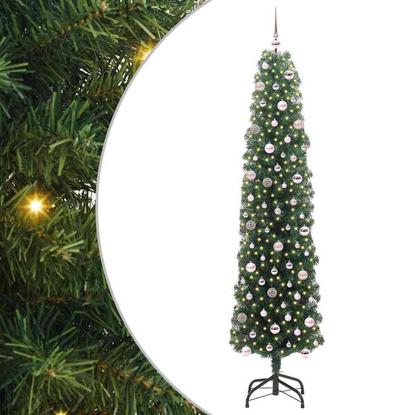vidaXL &Aacute;rvore de Natal Artificial Verde 240 cm PVC e A&ccedil;o e Pl&aacute;stico