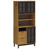 vidaXL Arm&aacute;rio alto c/ portas de vidro FLAM 80x40x180 cm pinho maci&ccedil;o