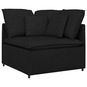 vidaXL M&oacute;dulo de canto para sof&aacute; modular com almofadas, preto, 100 cm